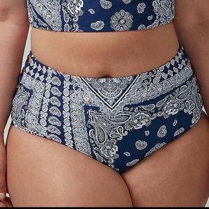 Lane Bryant Cacique Blue Paisley Bandana Bikini Bottoms Only Size 14